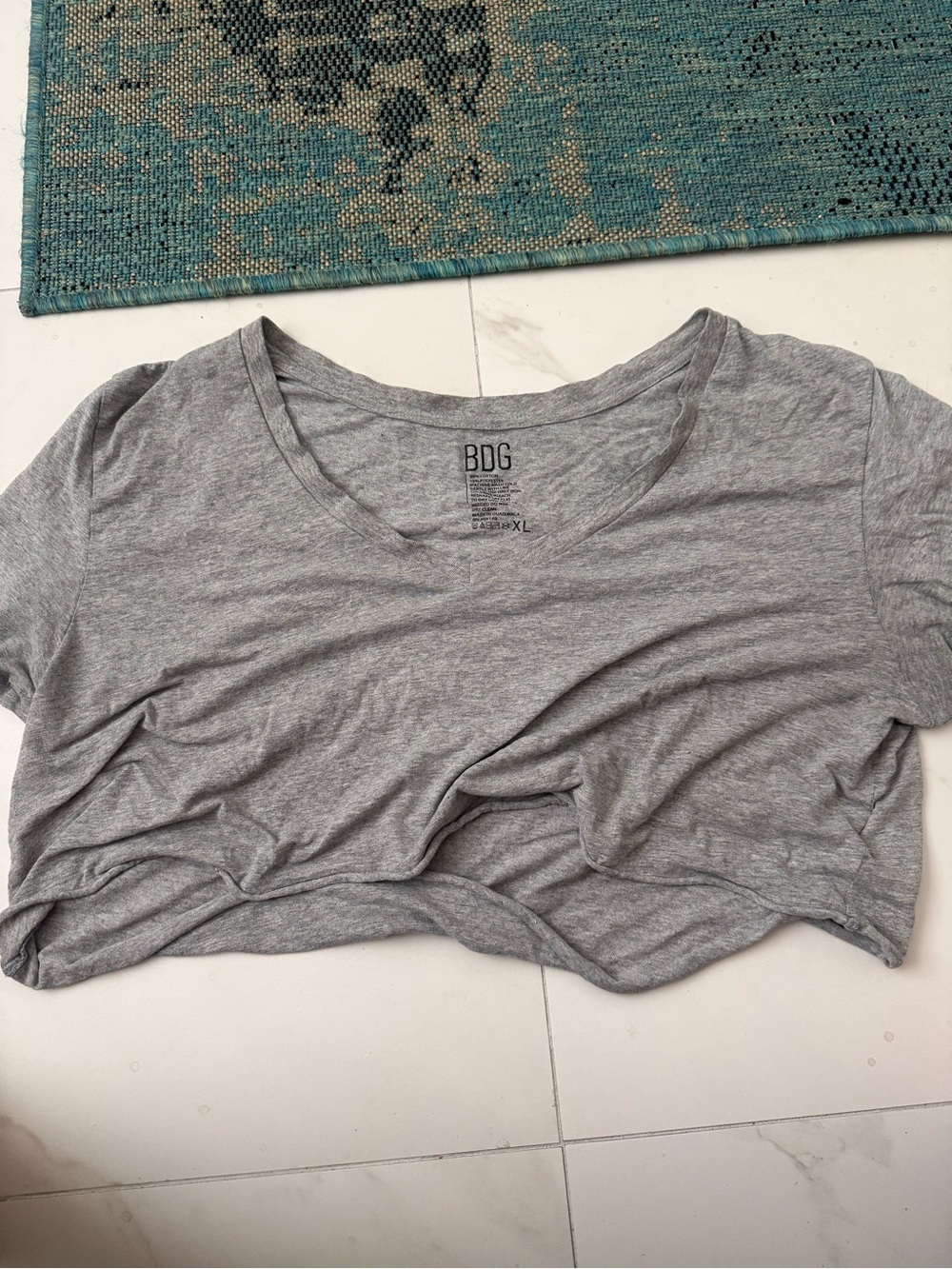 BDG Gray V-Neck Short Sleeve Tee